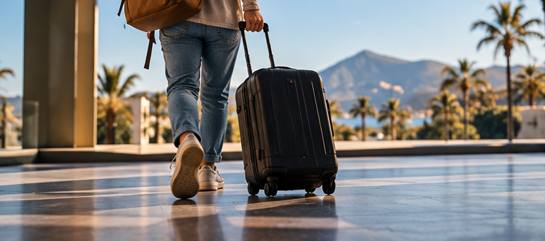 Viajante iniciando sua viagem